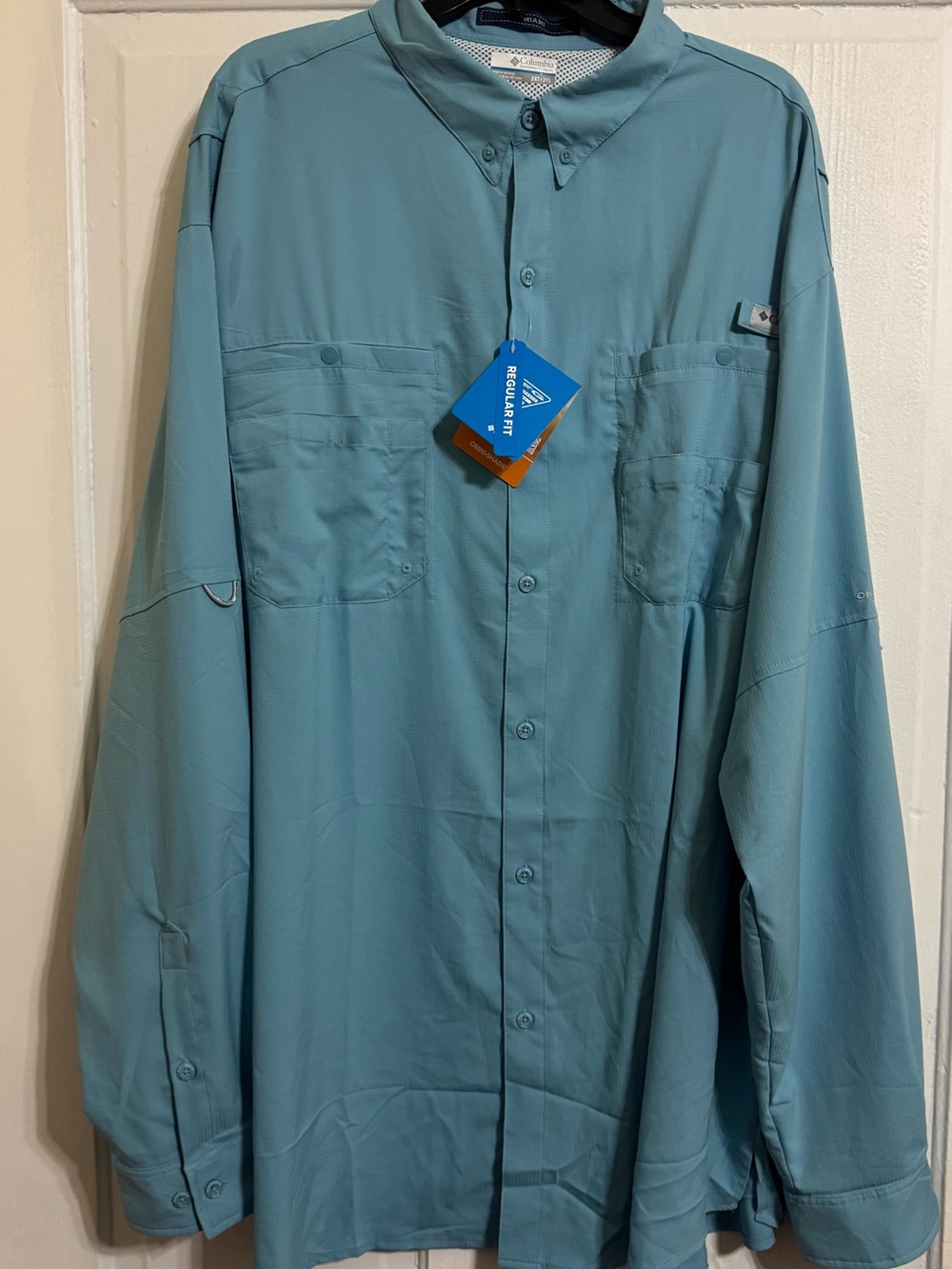 Columbia Men's PFG Tamiami Long-Sleeve Button-Down Shirt - Teal Size 3XT/3TL NWT
